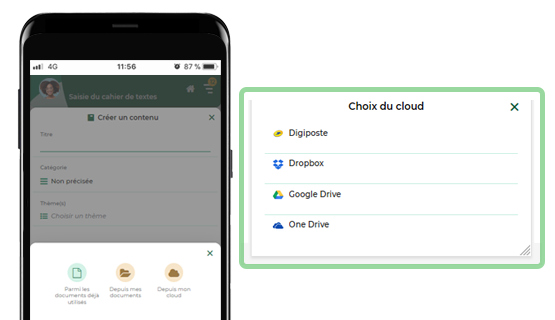 Importation de documents depuis un cloud sur l'application mobile