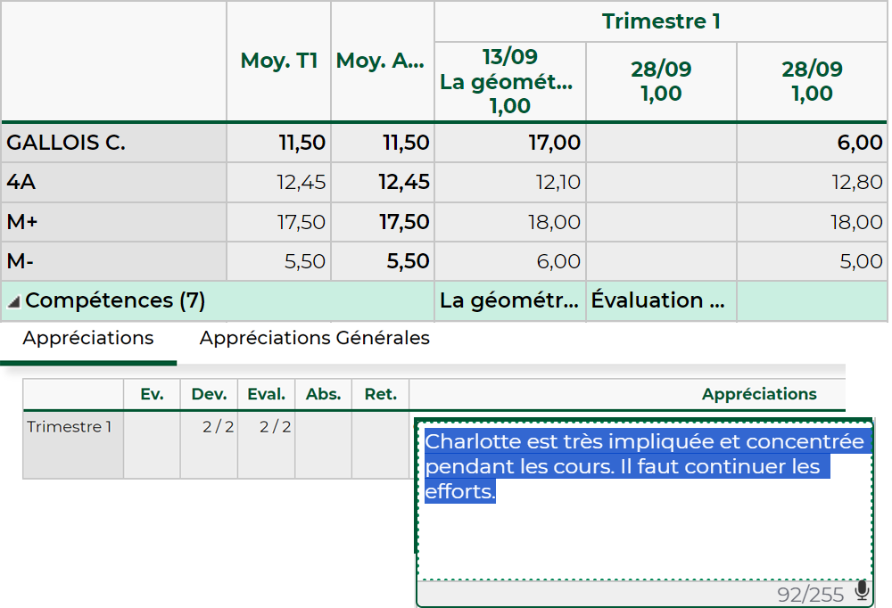 bulletin tous les lves dans PRONOTE