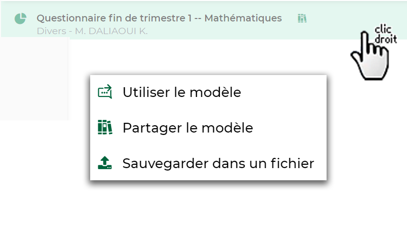 capture écran modifier modèle de sondage
