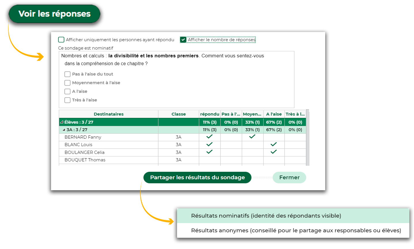 capture écran partager résultats sondages