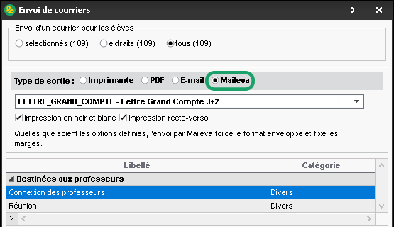 Courriers via Maileva