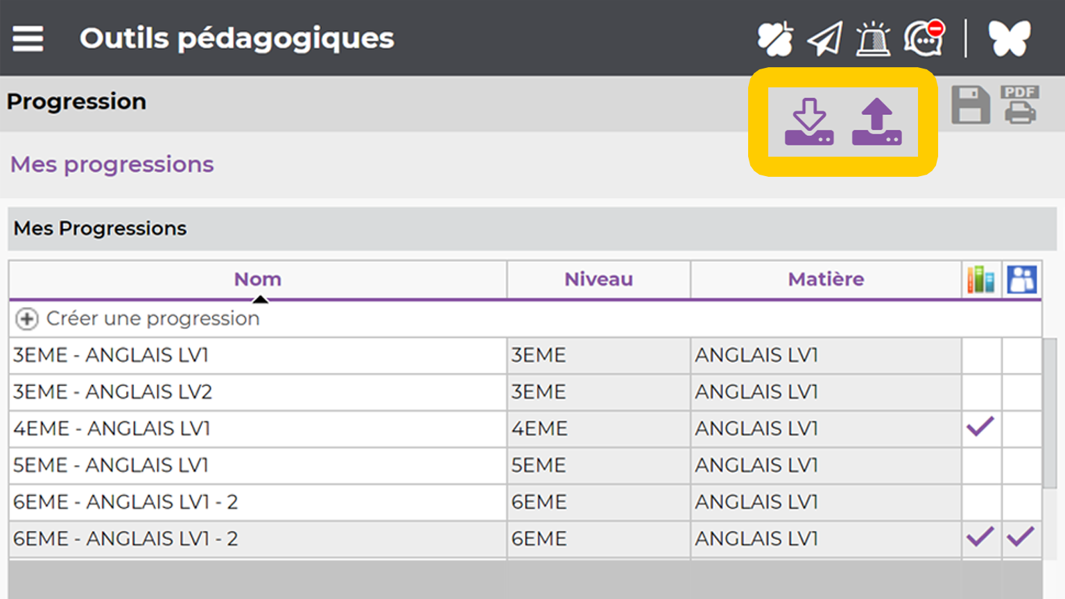 capture cran sauvegarder les progressions dans PRONOTE