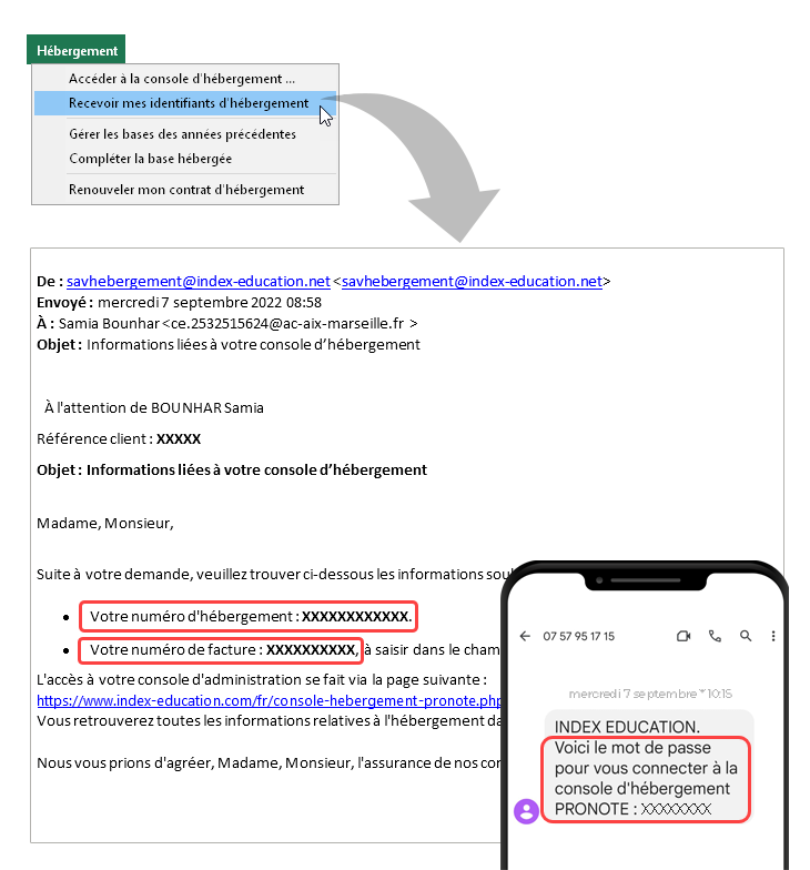 PRONOTE  FAQ PRONOTE  Où trouver le numéro d'hébergement , le denier