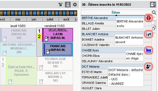 Signalisation des lves non prsents