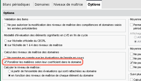 Calcul des niveaux dans le bilan de fin de cycle