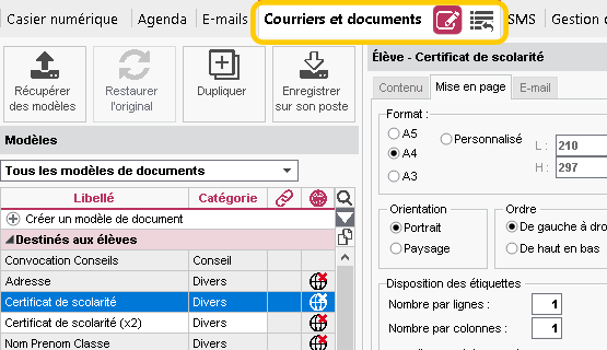 Regroupement des courriers et documents