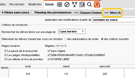 Prise en compte des sites distants dans la gestion des permanences