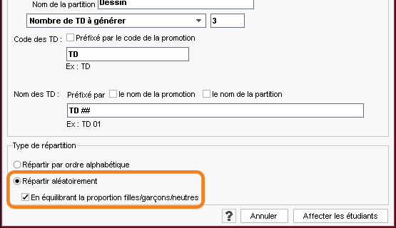 Rpartition des tudiants