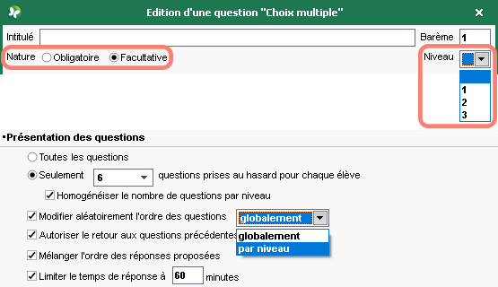 Rpartition des questions d'un QCM