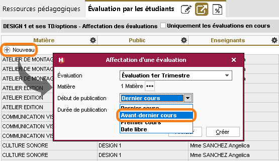 Nouvelle option pour la date de publication d'une valuation