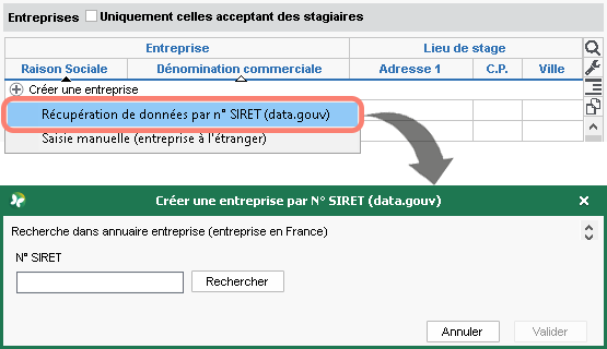 Rcupration automatique des donnes des entreprises via le numro de SIRET