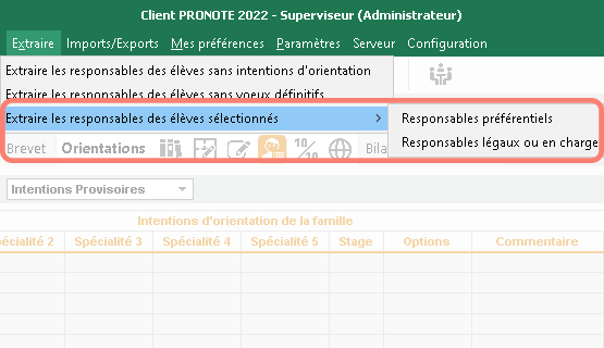 Extraction depuis les orientations