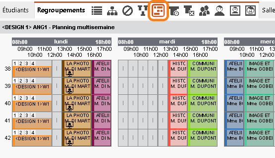 Planning multisemaine pour les regroupements