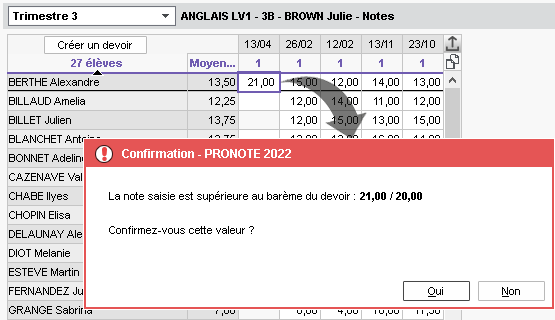 Note suprieure au barme