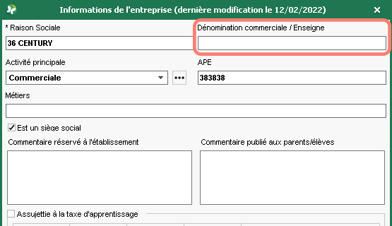 Dnomination commerciale