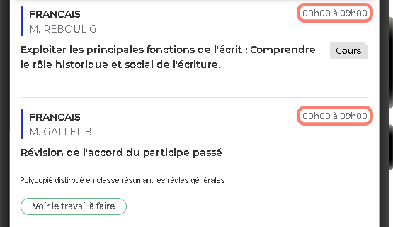 Meilleure gestion du cahier de textes pour les lves dtachs