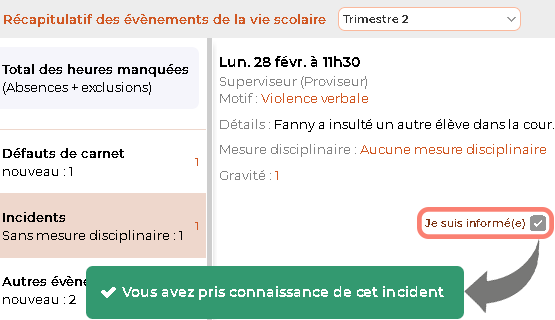 Ajout d'un accus de rception lors du signalement d'un incident