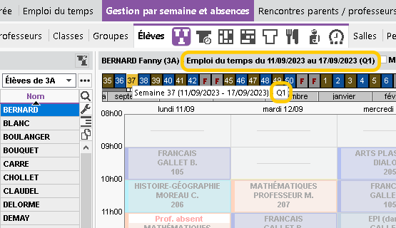 Mention des semaines A / B