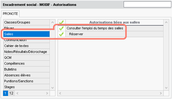 Ouverture du droit de rserver les salles