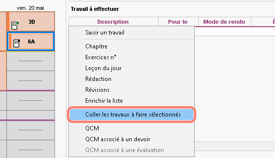 Copier-coller diffrenci dans le cahier de textes