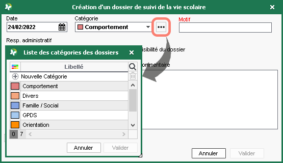 Organisation des dossiers de vie scolaire