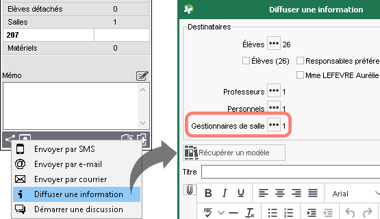 Communication avec les gestionnaires de salle