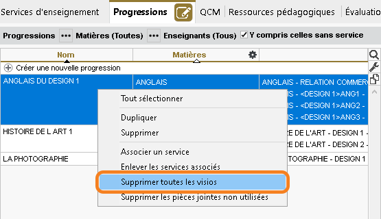 Suppression des liens visio