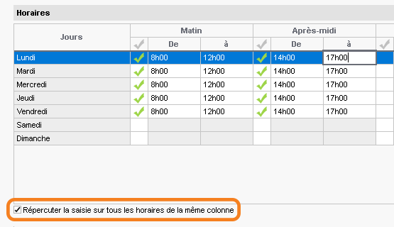 Saisie des horaires depuis l'Espace tudiants