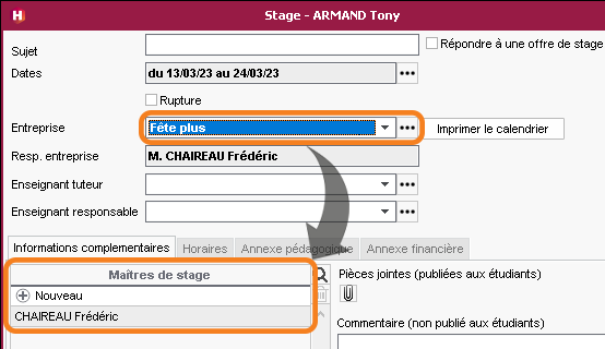 Affectation automatique du matre / tuteur