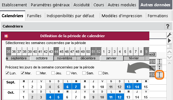 Saisie plus fine des calendriers