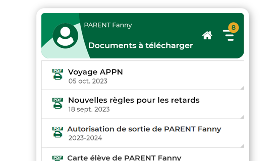 Bulletins téléchargeables depuis l'Espace Parents
