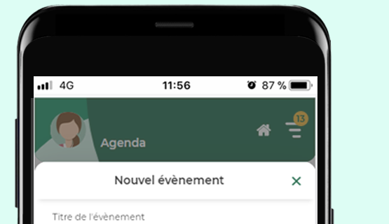 Saisie de l'agenda dans l'application mobile