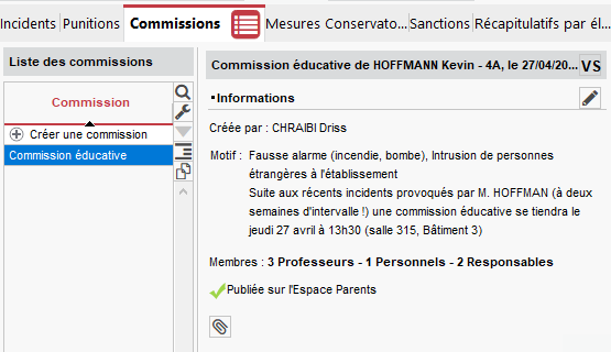 Suivi des réponses éducatives décidées en commission