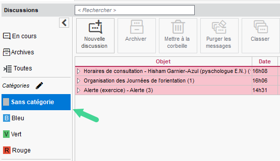 Filtrage des discussions sans catégorie en un clic