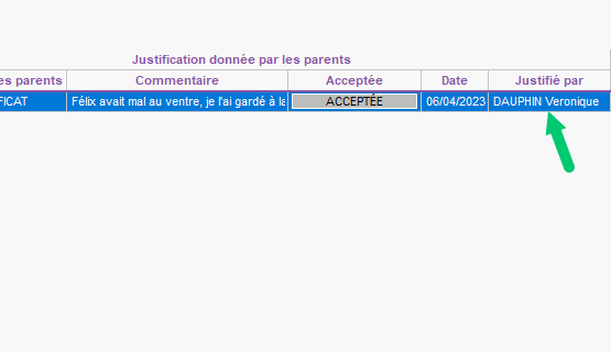 Suivi des absences justifiées par les responsables plus précis