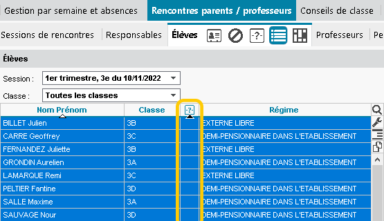 Mise en avant des lves dont aucun parent n'a saisi des desiderata