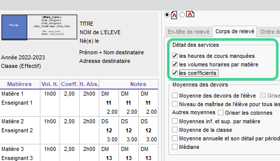 Informations sur les relevés