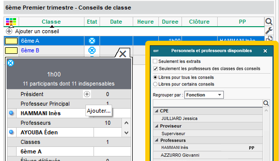 Présidence du conseil étendue aux professeurs