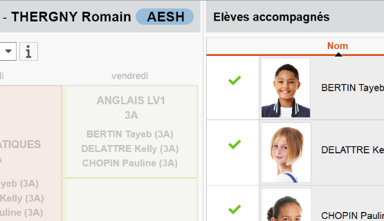Amélioration de l'emploi du temps AESH & AVS