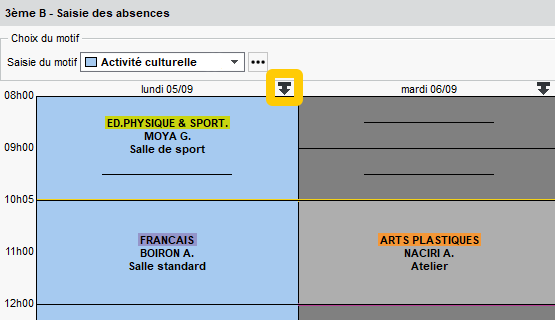 Saisie en un clic d'une absence sur toute la journée