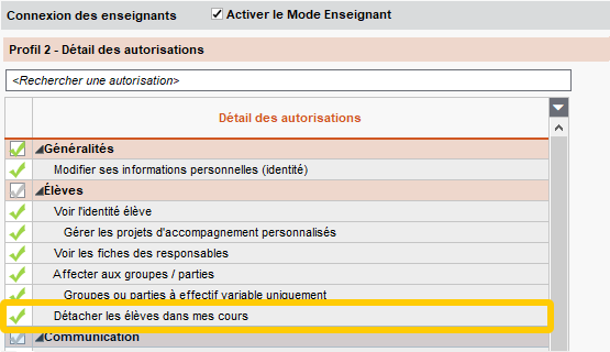 Gestion des élèves détachés accordée aux professeurs