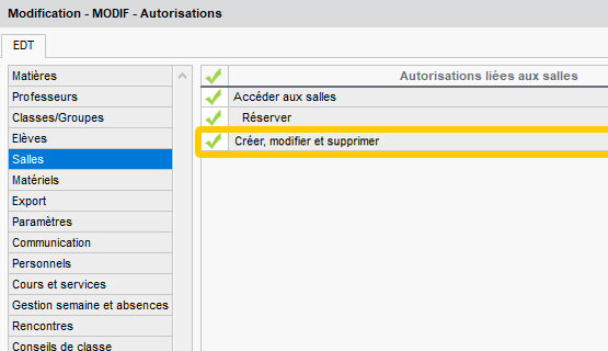 Création de salles accordée aux utilisateurs MODIF