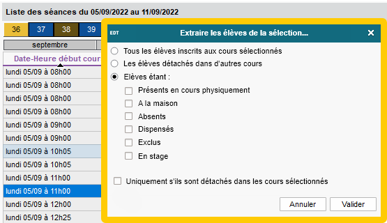 Nouvelles extractions d'élèves