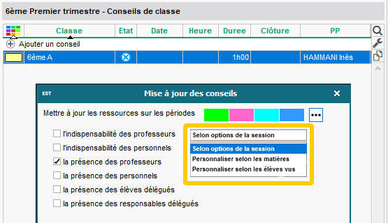 Indispensabilité des professeurs personnalisable