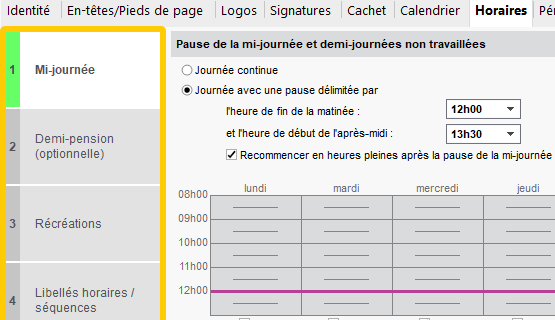Simplification du paramétrage de la grille horaire