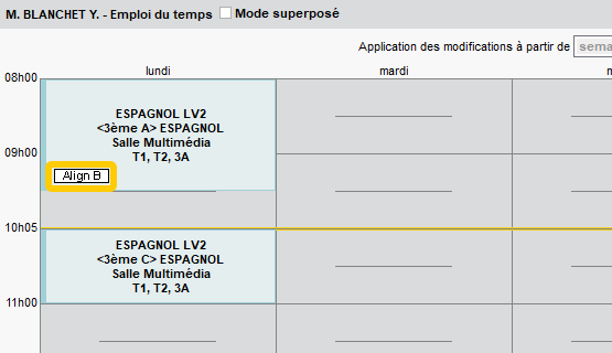 Informations sur les alignements prévus