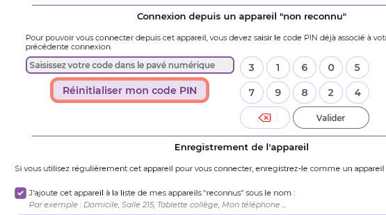 Rcupration du code PIN