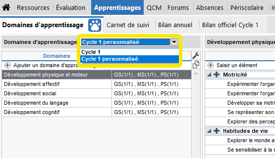 Cycle personnalis