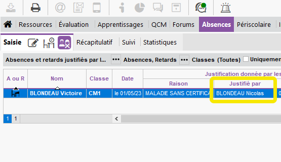 Justification d'absence