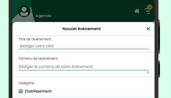 Saisie de l'agenda sur mobile